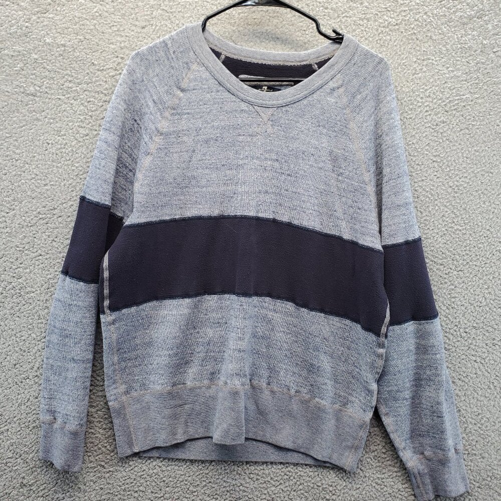 7 For All Man Kind Sweater Large Grey Blue‎ Stripe
